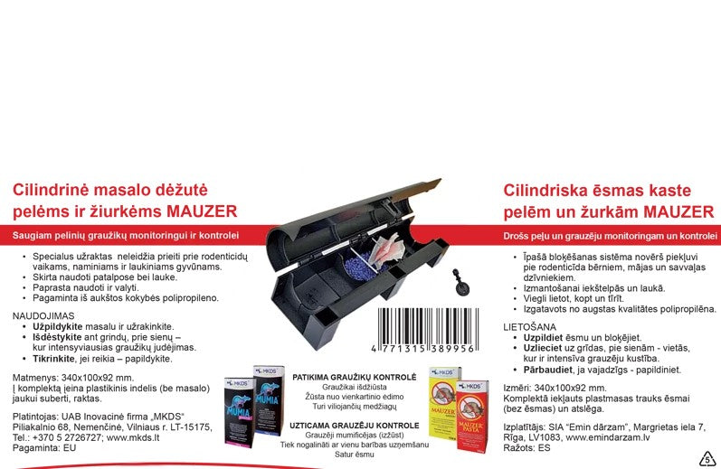Cylindryczna przynęta na myszy i szczury